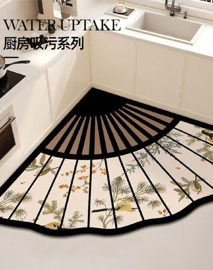 家用防滑地垫可擦免洗地毯吸水脚垫新中式风家用厨用地垫
