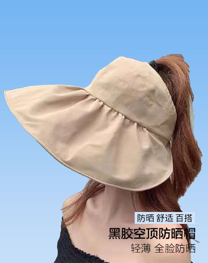 【换季促销】户外黑胶防晒大檐渔夫帽防紫外线太阳帽空顶发箍帽