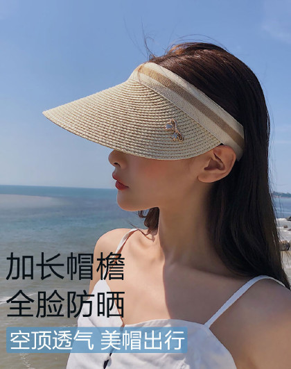 新款夏季防晒女士沙滩防晒户外防紫外线空顶发箍防晒用品