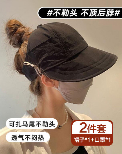 2件套升级版防晒口罩女夏季时尚透气全脸护眼速干宽檐遮阳帽口罩