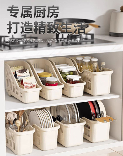 3件套家用厨房收纳盒锅盖架置物架锅具收纳架带轮整理收纳盒