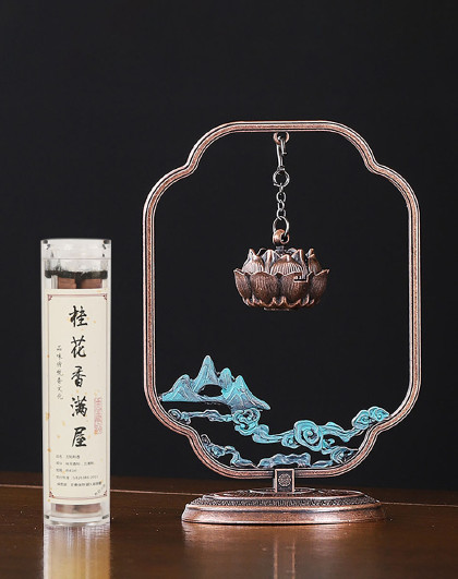 中式复古室内熏香香炉香熏香薰炉摆饰喜上眉枝莲花吊炉摆件套装