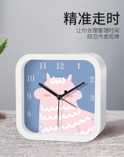 北欧静音卡通小闹钟台钟卧室夜灯床头钟学生儿童卡通小闹钟闹铃